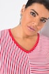 Shirt, strepenmix, oversized, V-halslijn, korte mouwen