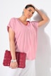 Shirt, strepenmix, oversized, V-halslijn, korte mouwen