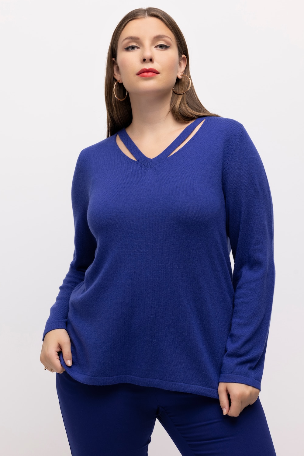 Grote Maten wolpullover, Dames, blauw, Maat: 54/56, Wol/Synthetische vezels, Ulla Popken