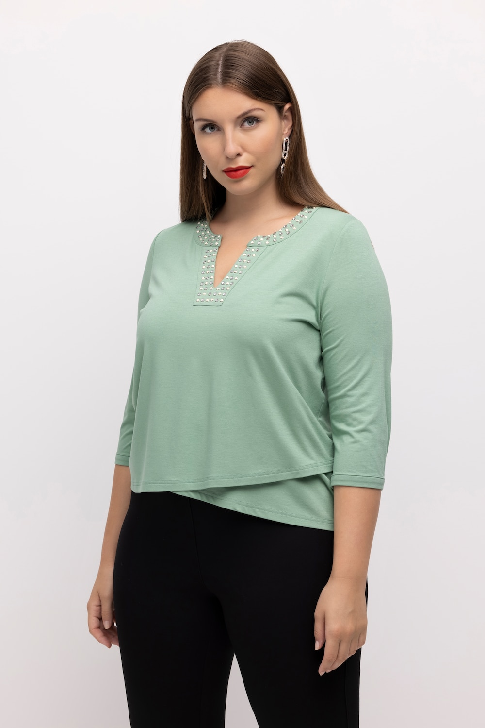 Grote Maten shirt, Dames, turquoise, Maat: 50/52, Viscose, Ulla Popken