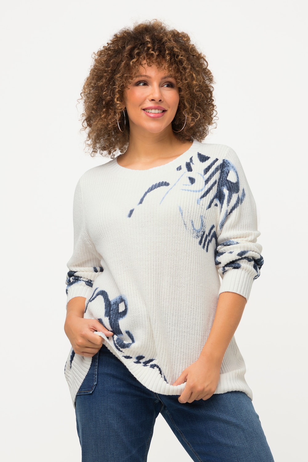 Grote Maten pullover, Dames, beige, Maat: 54/56, Katoen/Synthetische vezels, Ulla Popken