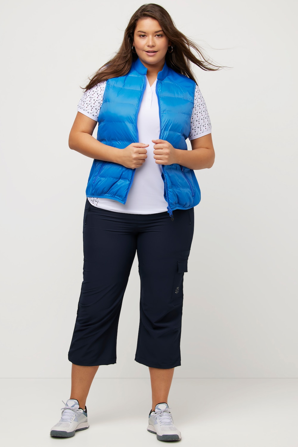 Große Größen Golf-Hybridweste, Damen, blau, Größe: 58/60, Synthetische Fasern/Polyester, Ulla Popken