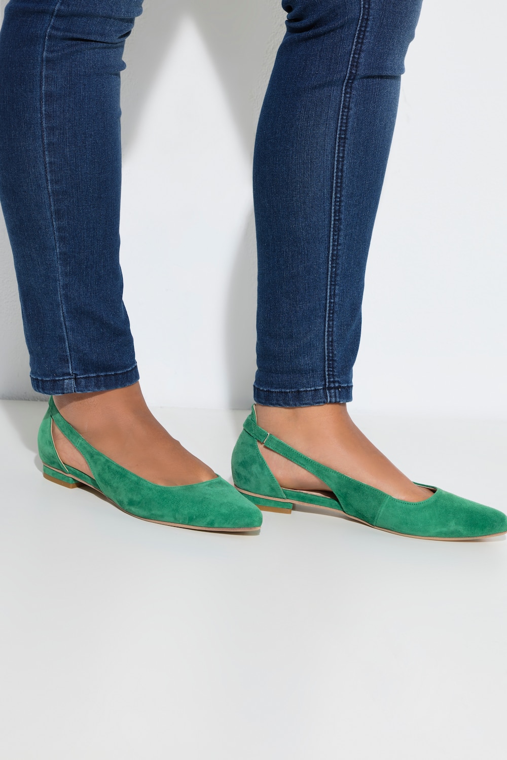 Leder-Ballerinas, Cut-Out, Weite H