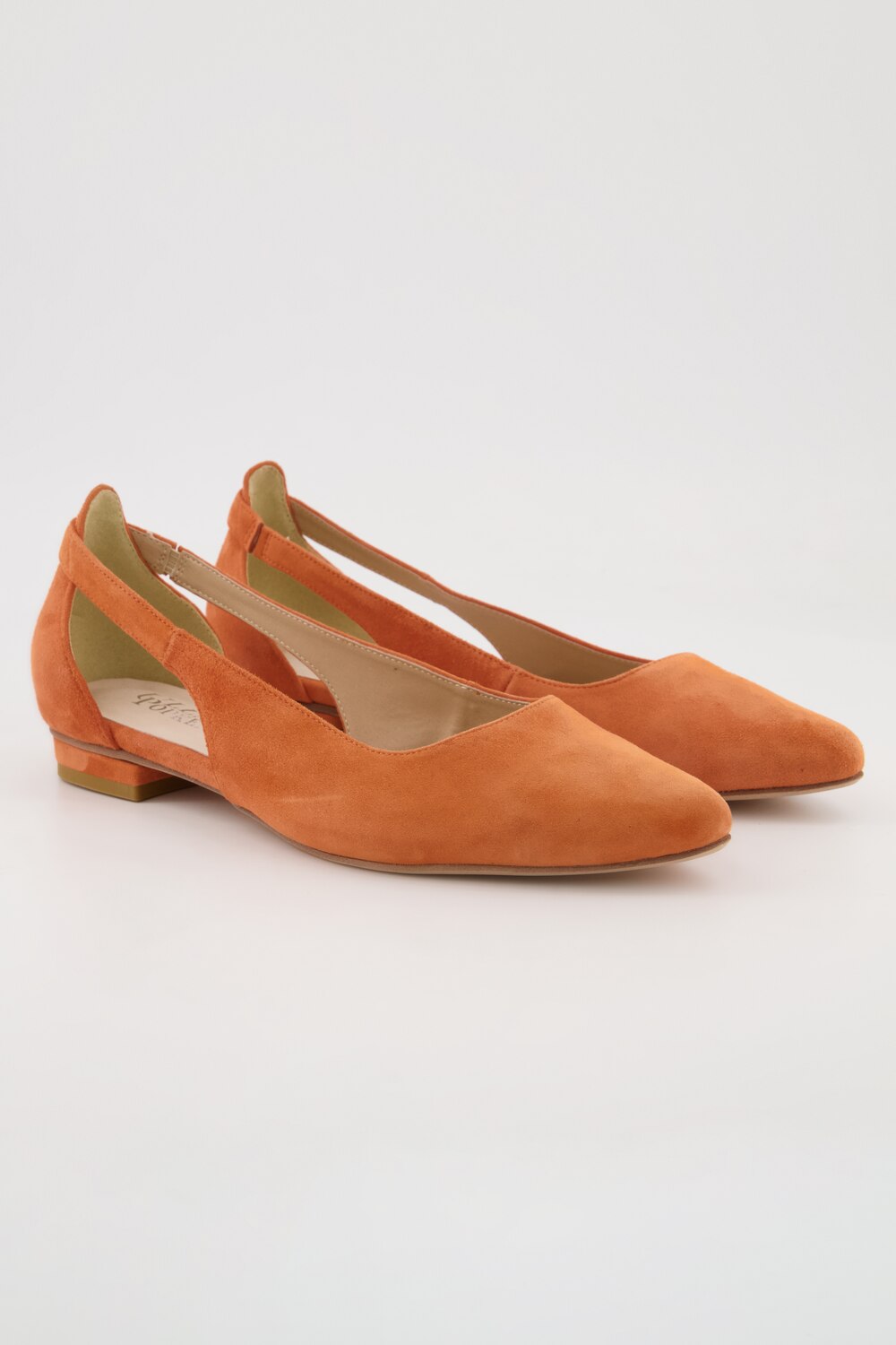 Grote Maten leren ballerina's, Dames, oranje, Maat: 41, Leer/Synthetische vezels, Ulla Popken