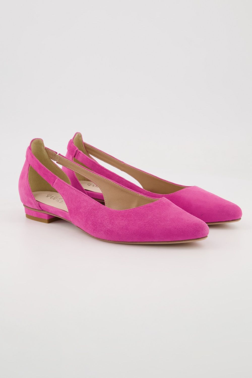 Grote Maten leren ballerina's, Dames, roze, Maat: 38, Leer/Synthetische vezels, Ulla Popken