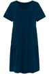 Žerzejové šaty, džínový vzhled, A střih, výstřih do V, krátké rukávy
