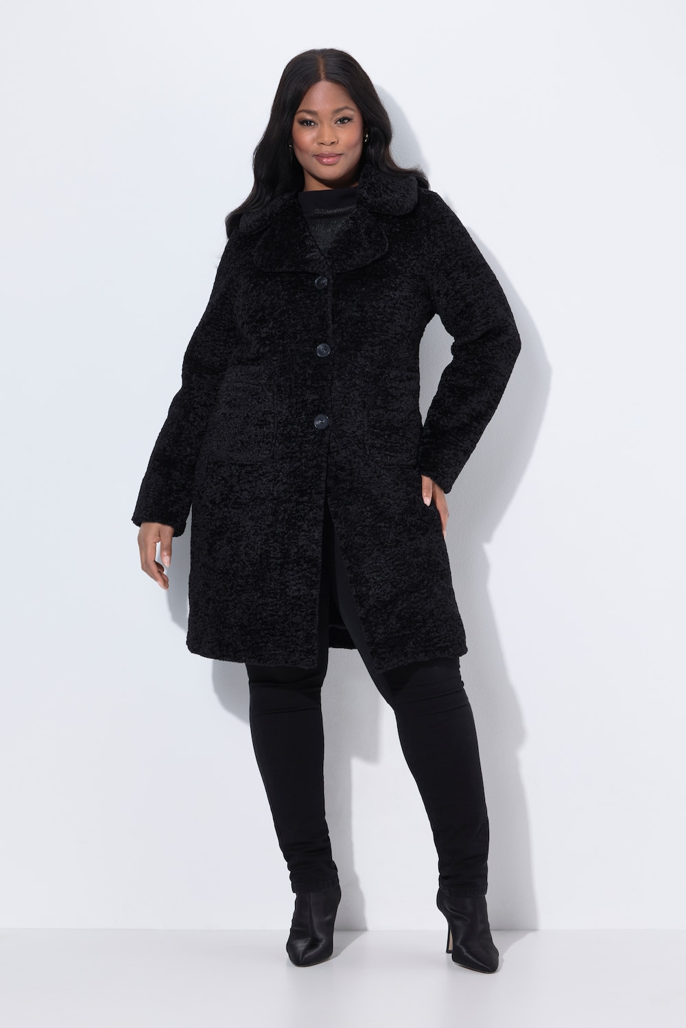 Große Größen Mantel, Damen, schwarz, Größe: 46/48, Polyester, Ulla Popken