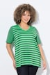 Shirt, strepenmix, A-lijn, V-halslijn, korte mouwen