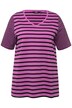 Tričko, pruhovaný mix, A střih, výstřih do V, krátké rukávy