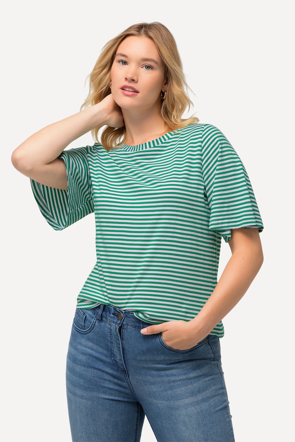 Grote Maten T-shirt, Dames, groen, Maat: 58/60, Katoen/Synthetische vezels, Ulla Popken