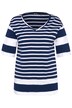 Tričko, pruhy, oversize, výstřih do V, krátké rukávy