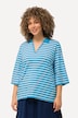 Koszulka polo, paski, dekolt w szpic, rękaw 3/4