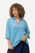 Koszulka polo, paski, dekolt w szpic, rękaw 3/4
