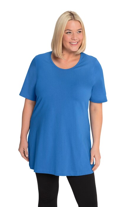 Dlouhé tričko, A střih, kulatý výstřih, krátké rukávy