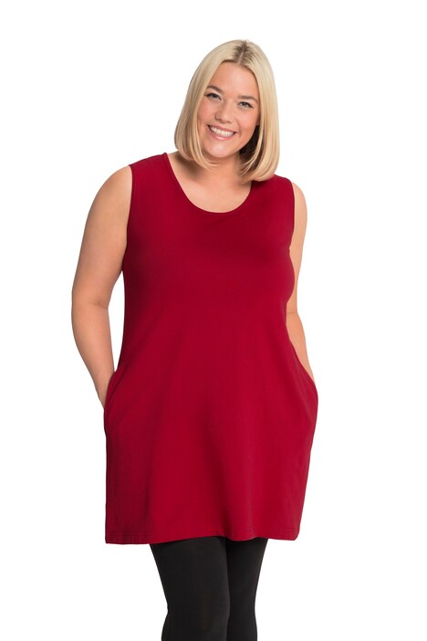 Dlouhý top, kapsy, A střih, kulatý výstřih, bez rukávů