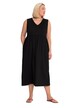 Žerzejové šaty, empírový šev, kapsy, výstřih do V, bez rukávů