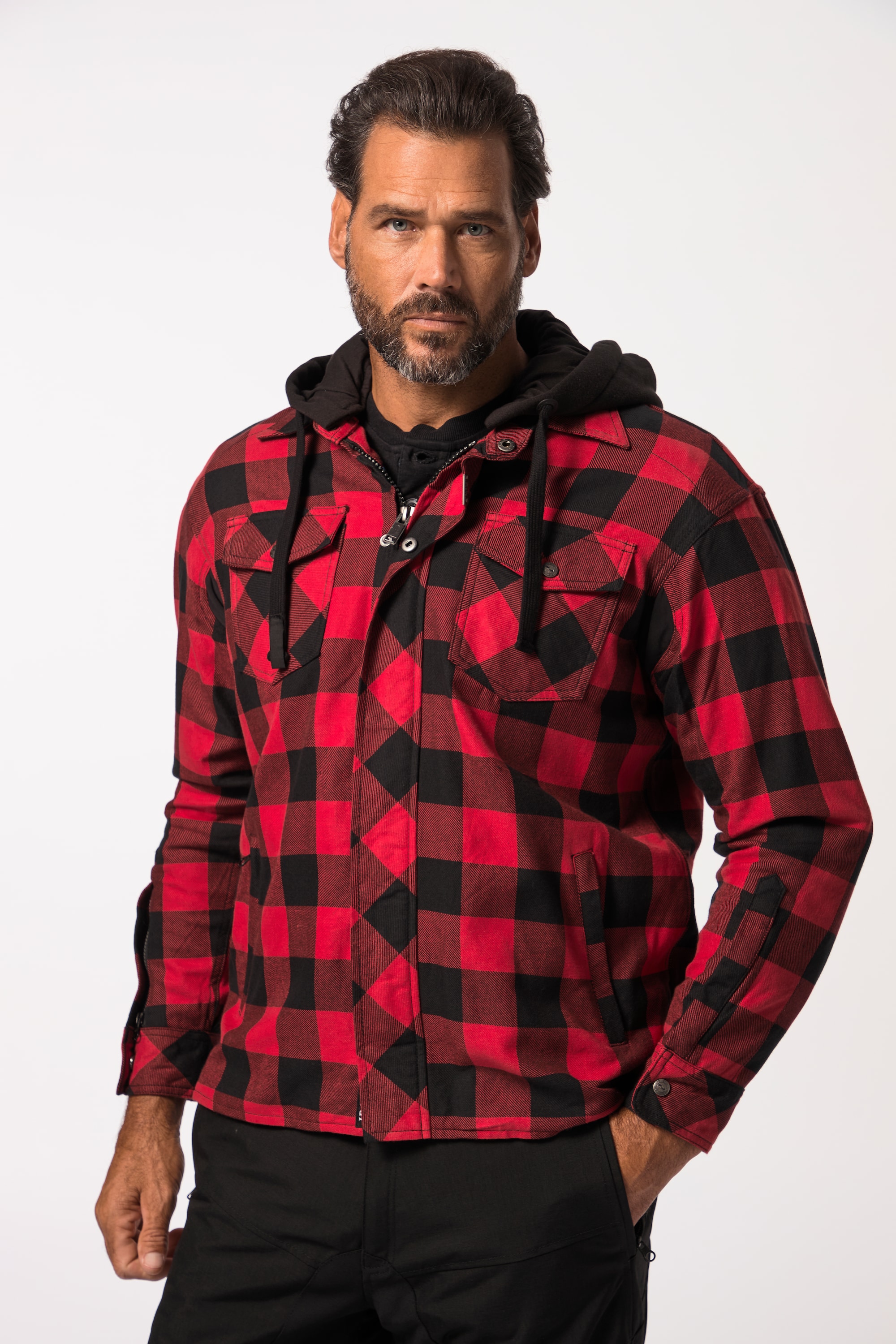 JP 1880 Herren große Größen Motorrad Jacke Lumberjack Flanellhemd