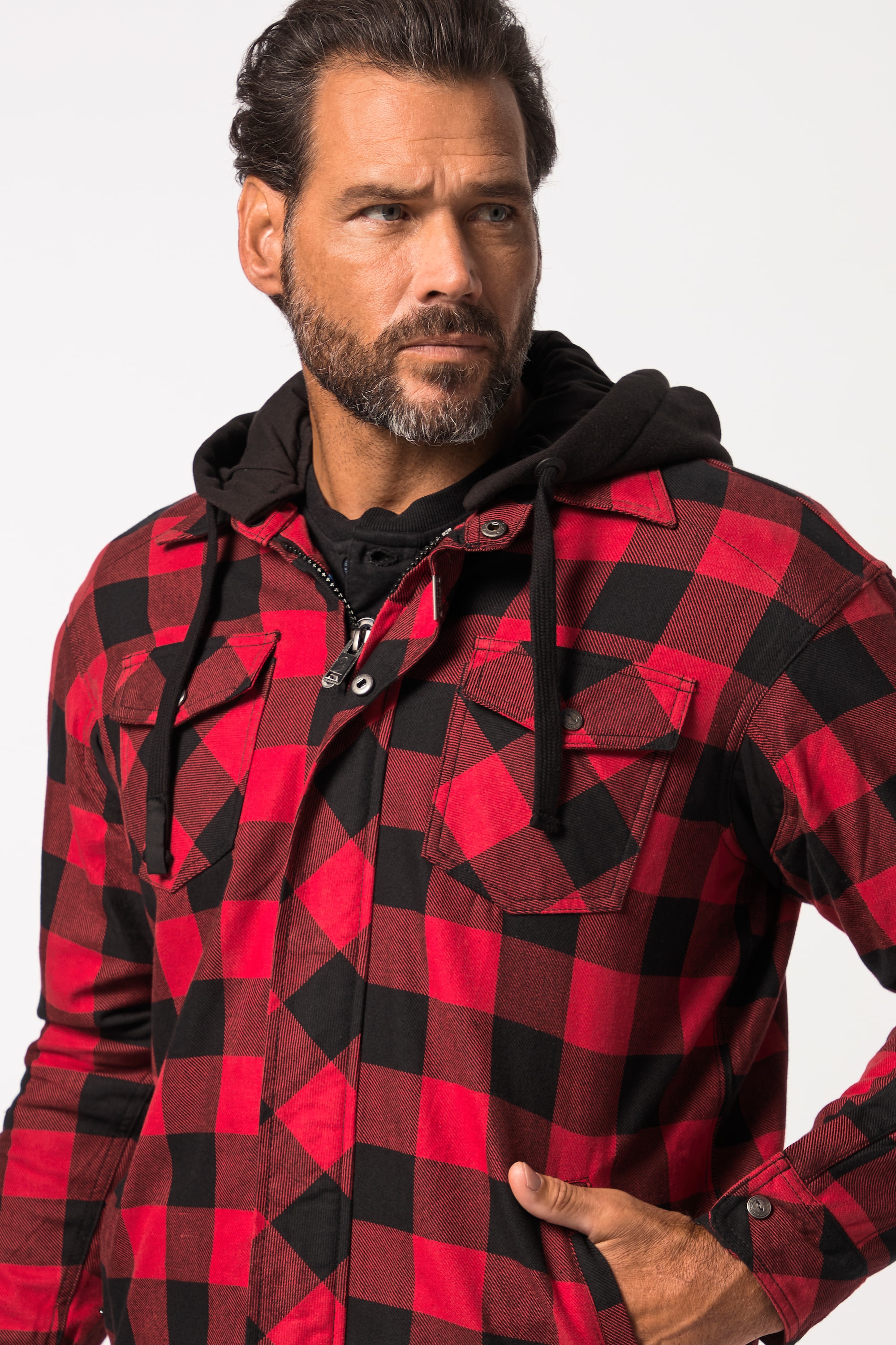 JP 1880 Herren große Größen Motorrad Jacke Lumberjack Flanellhemd