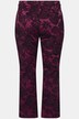 Żakardowe spodnie 7/8, roślinny wzór, wąskie nogawki