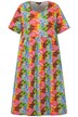 Žerzejové šaty, květovaný potisk, empírový šev, kulatý výstřih, krátké rukávy