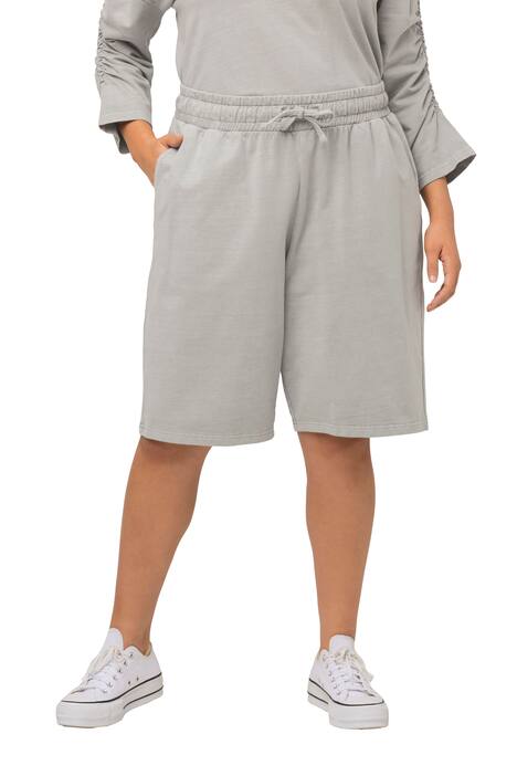 Teplákové capri kalhoty Rose, seprané, rovné nohavice, kapsy