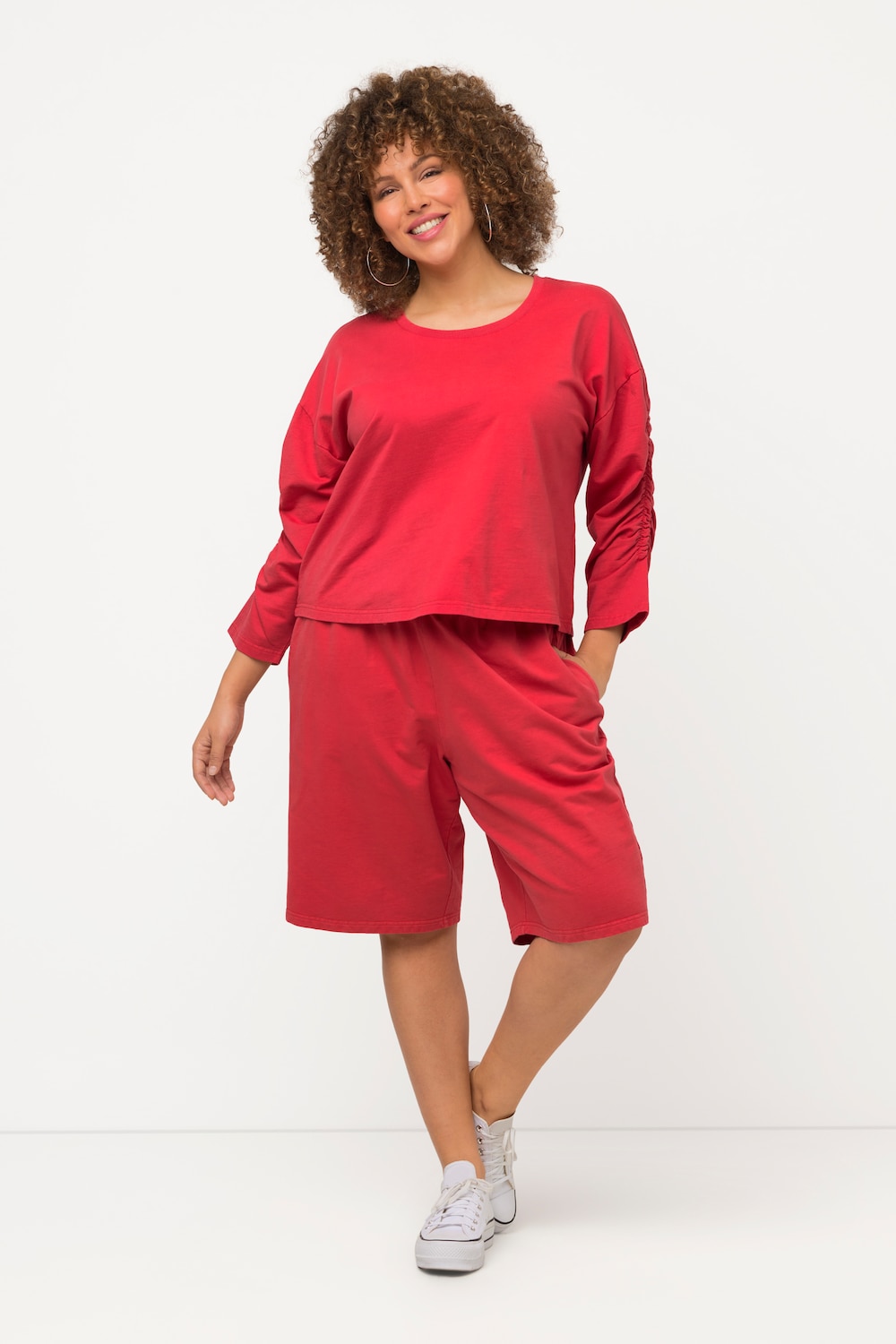 Grote Maten sweatcapri Rose, Dames, rood, Maat: 46/48, Katoen, Ulla Popken