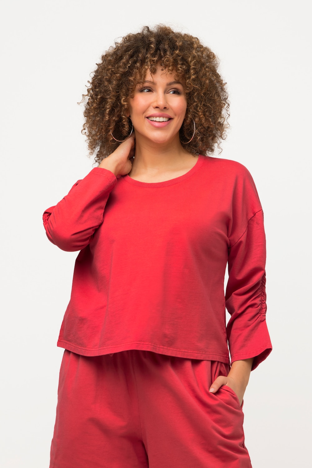 Grote Maten sweatshirt, Dames, rood, Maat: 50/52, Katoen, Ulla Popken