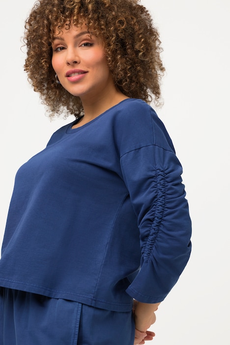 Cropped Oversized Sweatshirt with Ruched Sleeves | all Sweatshirts ...