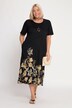 Tan Floral Placment Knit Dress