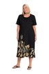 Žerzejové šaty, lístkový potisk, kapsy, kulatý výstřih, krátké rukávy