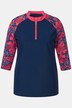 Camiseta UV, slim, cuello alzado, cremallera, manga 3/4, LSF 50+