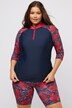 Camiseta UV, slim, cuello alzado, cremallera, manga 3/4, LSF 50+