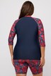 Camiseta UV, slim, cuello alzado, cremallera, manga 3/4, LSF 50+