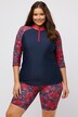 Camiseta UV, slim, cuello alzado, cremallera, manga 3/4, LSF 50+