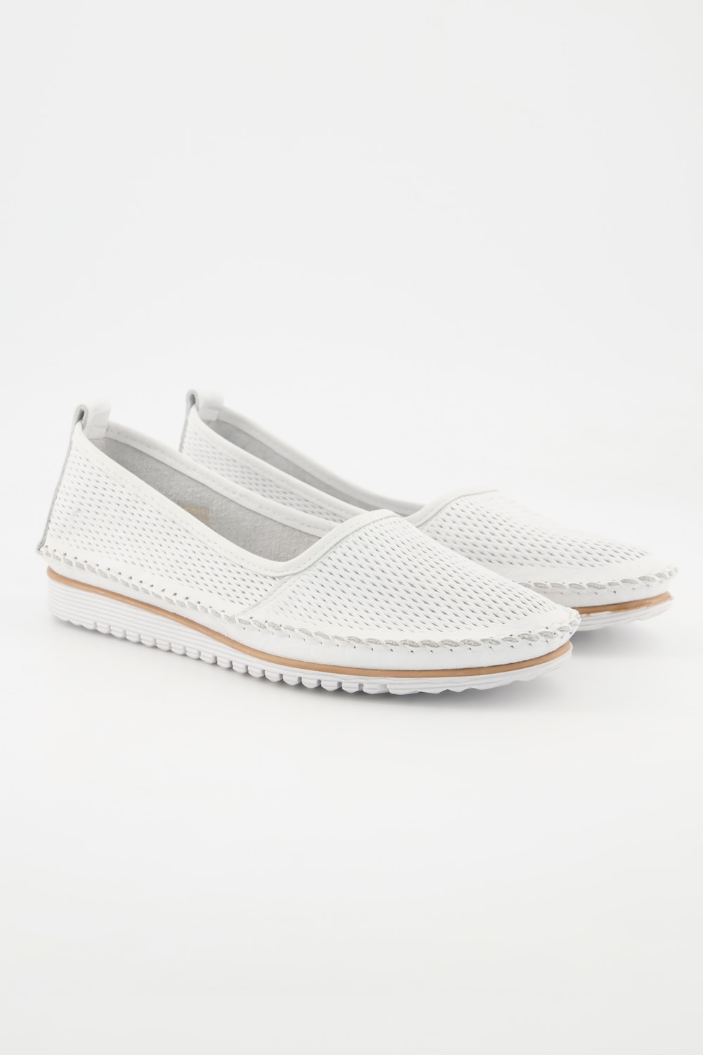 Grote Maten leren slip-ons, Dames, wit, Maat: 41, Leer, Ulla Popken