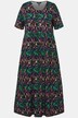 Jerseykleid, tropischer Druck, Empire-Naht, Rundhals, Halbarm