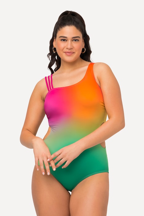 Rainbow Striped Split Bikini Zip Up Swimsuit – Sunset and Swim