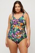 Watercolor Floral Print One Piece Swimsuit