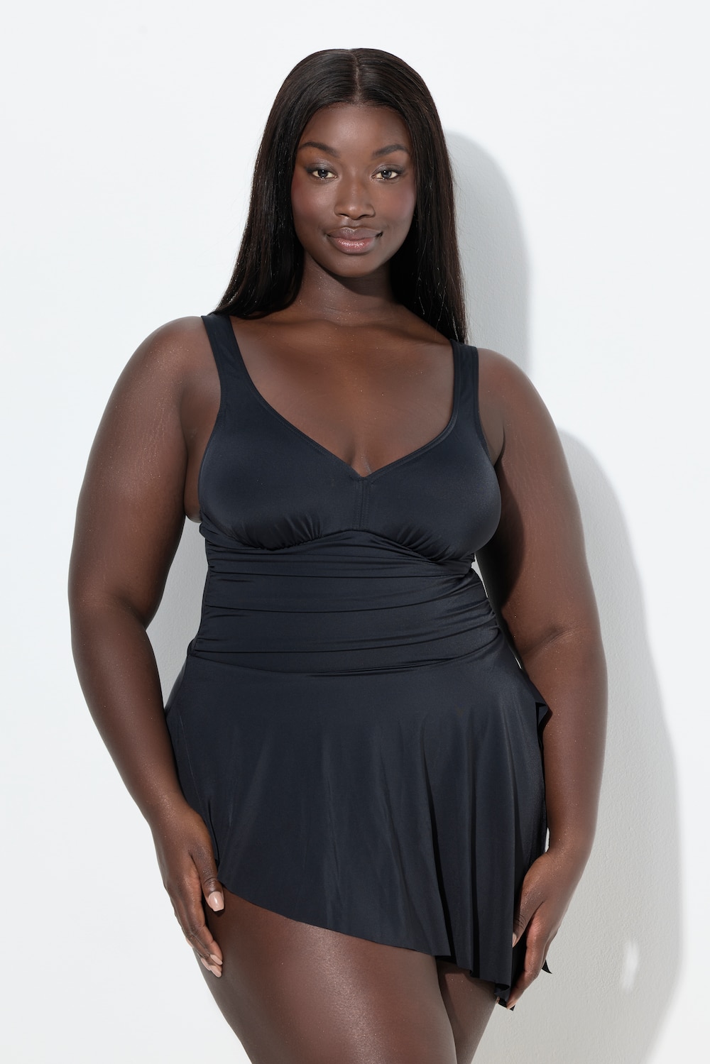 Große Größen Badekleid, Damen, schwarz, Größe: 50, Synthetische Fasern/Elasthan, Ulla Popken