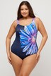 Asymmetrical Daisy Print One Piece Strap Detail Swimsuit