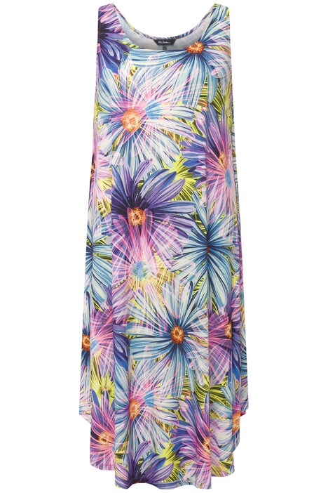 Midi šaty, sedmikrásky, A střih, kulatý výstřih, bez rukávů