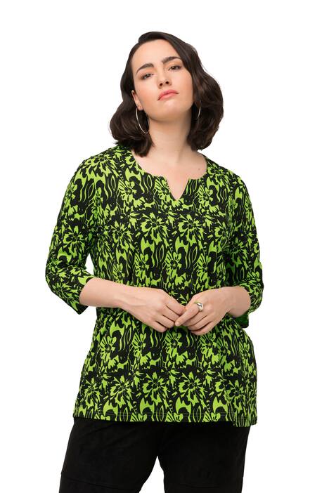 Tričko, vzorované, A střih, tunikový výstřih, 3/4 rukváy