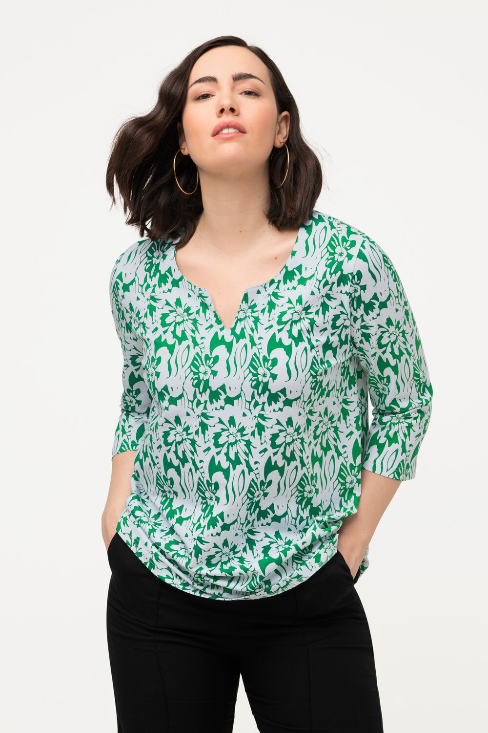 Grote Maten shirt, Dames, groen, Maat: 46/48, Katoen, Ulla Popken