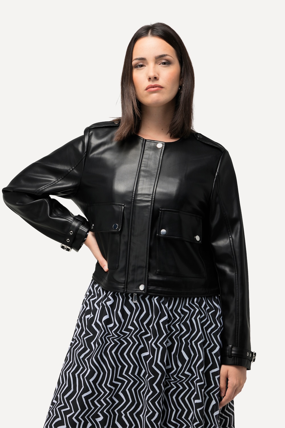 Große Größen Jacke, Damen, schwarz, Größe: 50/52, Polyester/Synthetische Fasern, Ulla Popken
