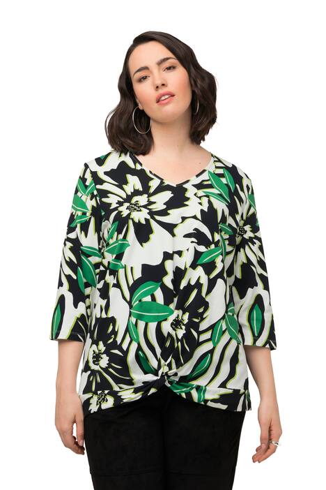 Tričko, grafický potisk, výstřih do V, 3/4 rukávy