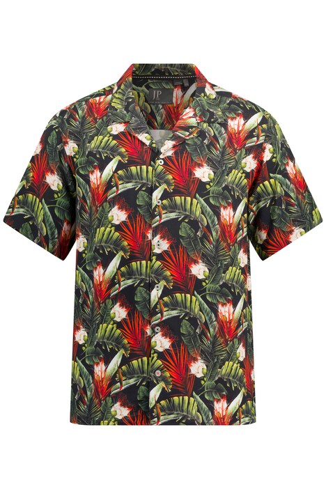 Košile, plážová móda, krátké rukávy, tropický potisk, kubánský límeček