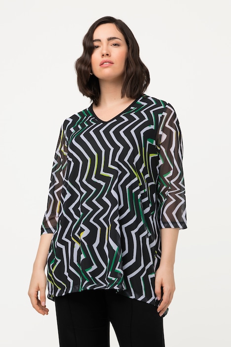 Asymmetric Zig Zag Split Back Blouse | T-Shirts | Knit Tops & Tees