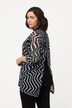 Bluzka, wzór w zebrę, krój trapezowy, dekolt w szpic, rękaw 3/4