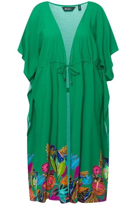 Kaftan, vzor džungle, otevřený střih, krátké rukávy