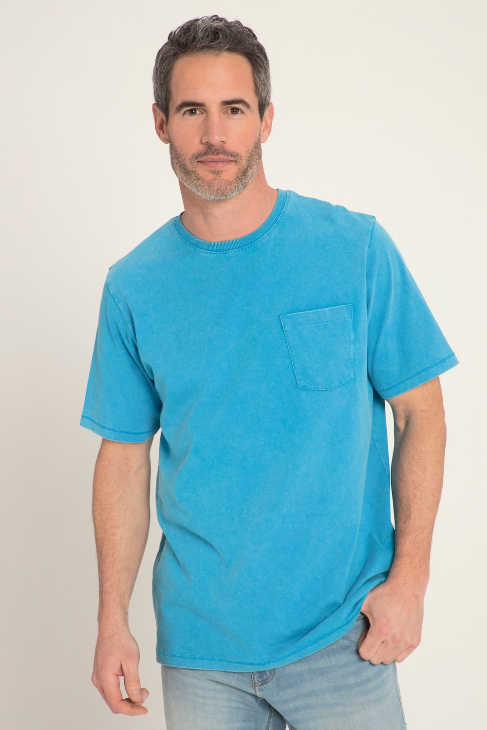 Grote Maten T-shirt, Heren, turquoise, Maat: 3XL, Katoen, JP1880